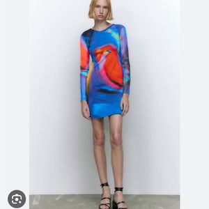 Zara printed tulle dress. Never worn. Perfect condition.